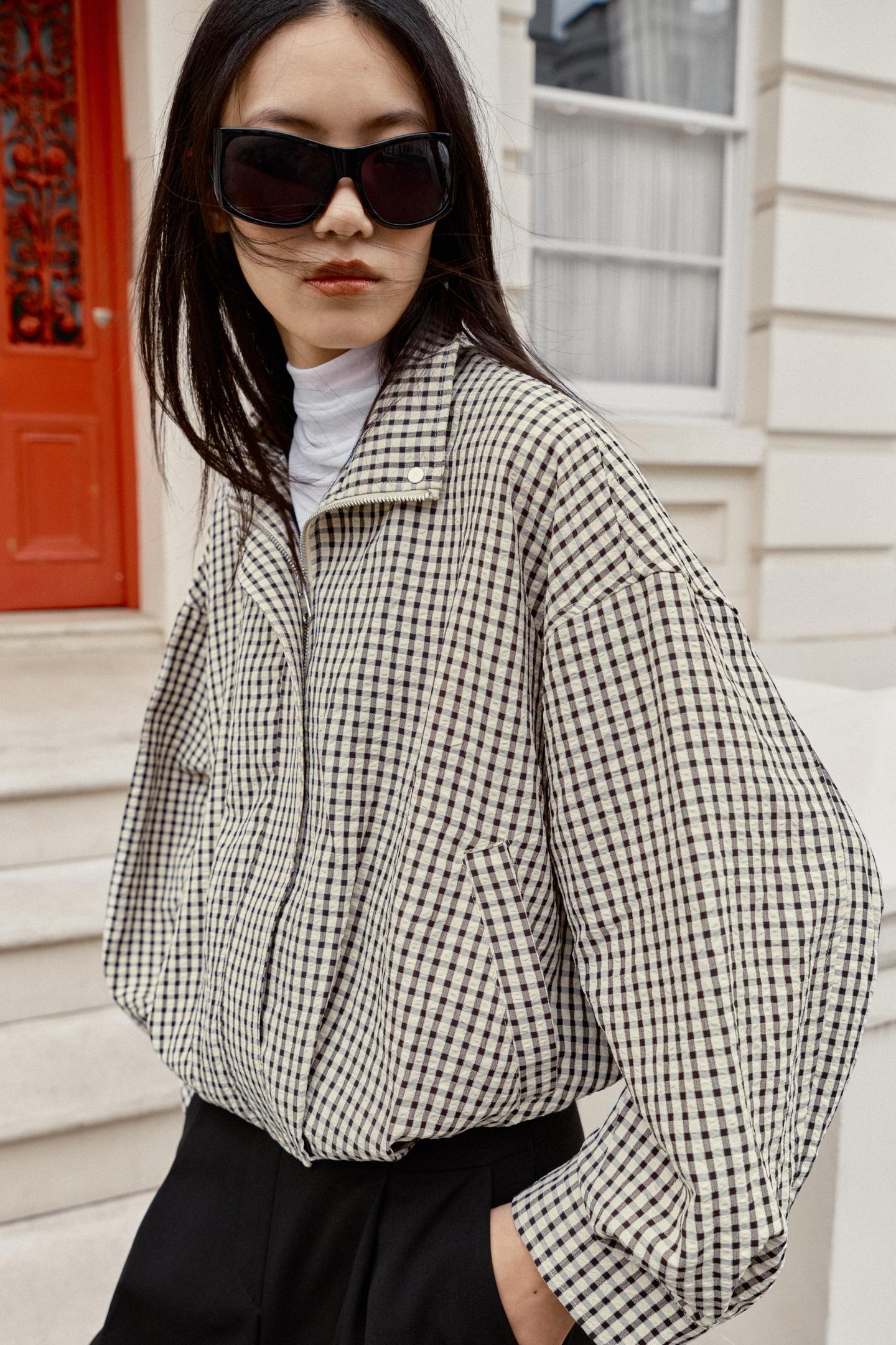 Chaqueta bomber de cuadros