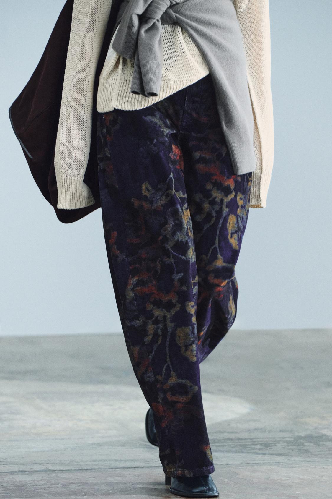 Jeans baggy de tiro medio con estampado de flores